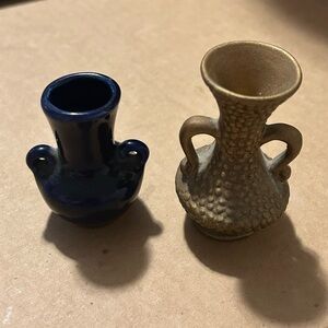 Set of Miniature Blue and Gold Vases